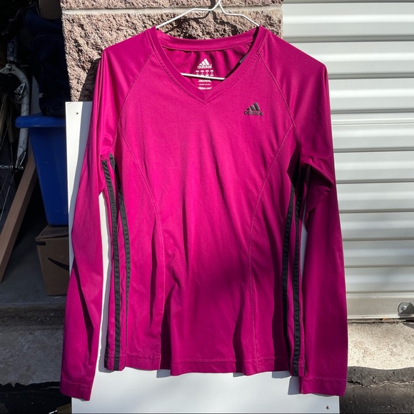 Adidas sz M hot pink running long sleeve shirt - Picture 1 of 4